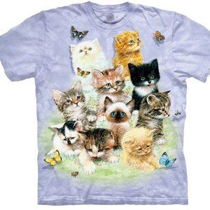 Cat 10 Ten Cats Kittens Purple Pet Animal Butterfly The Mountain T-Shirt M-3X